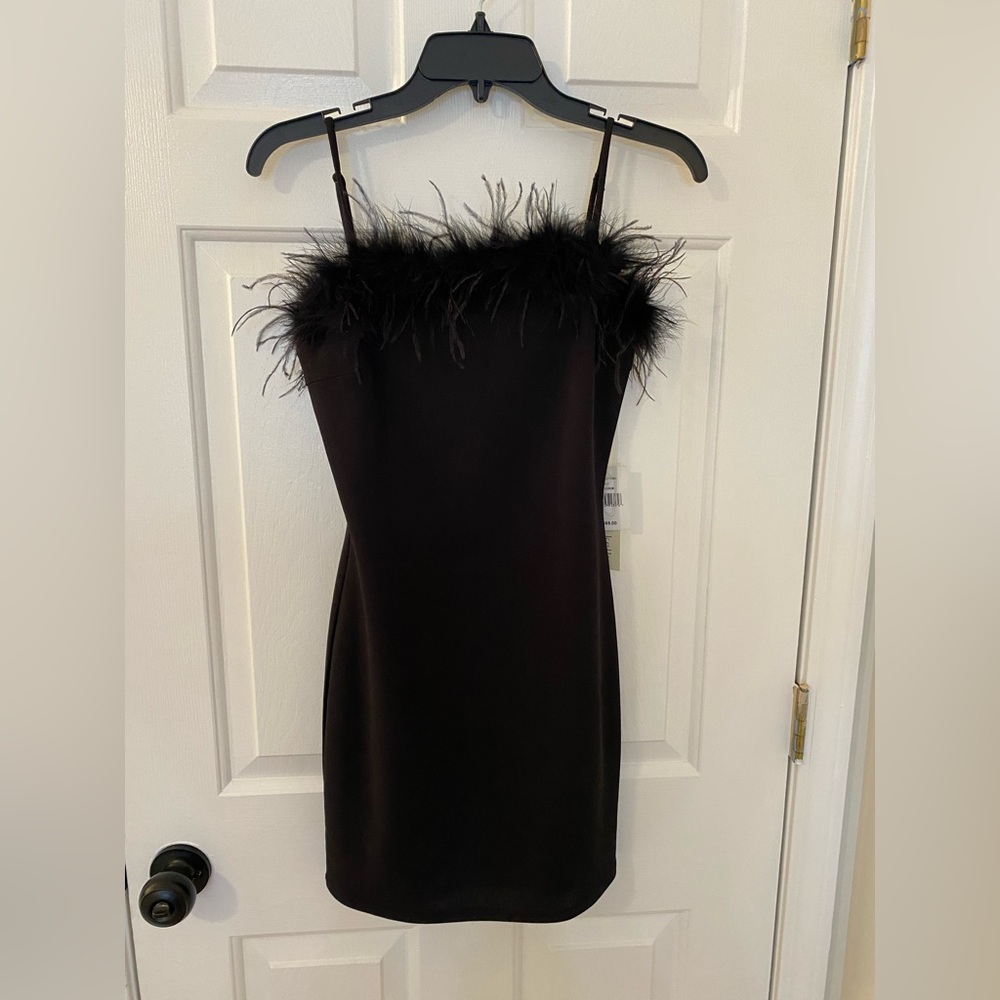 BLACK FUR PARTY/HOMECOMING DRESS